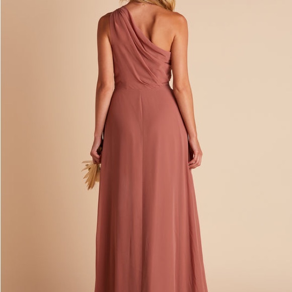 NWT Birdy Grey Kira Dress -Chiffon Desert Rose one shoulder with slit & pocket - Picture 7 of 7